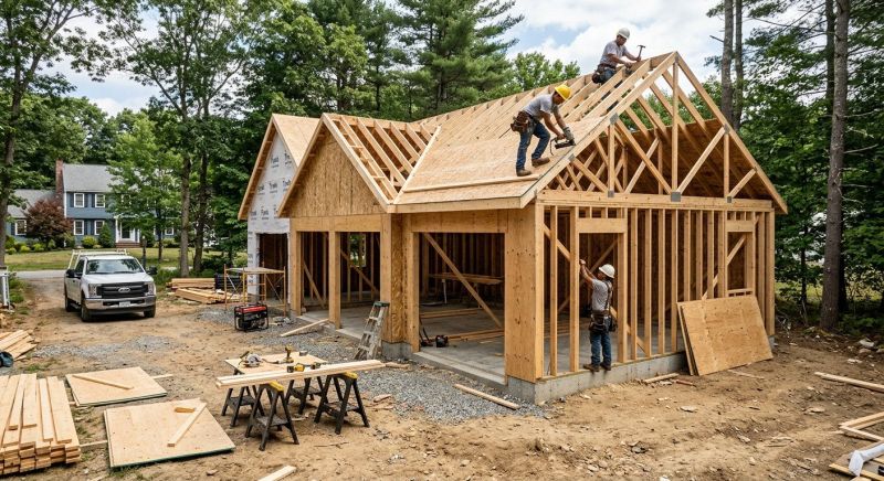 Two Story Garage Construction in Conroe, TX